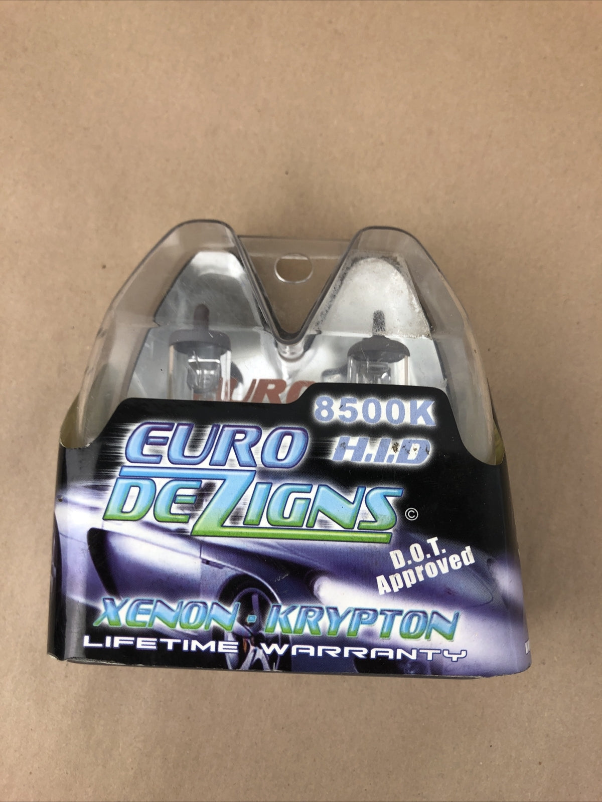 Euro Dezigns 9007 Xenon Krypton 8500K HID style headlight bulbs NOS automotive lighting replacement bulb set
