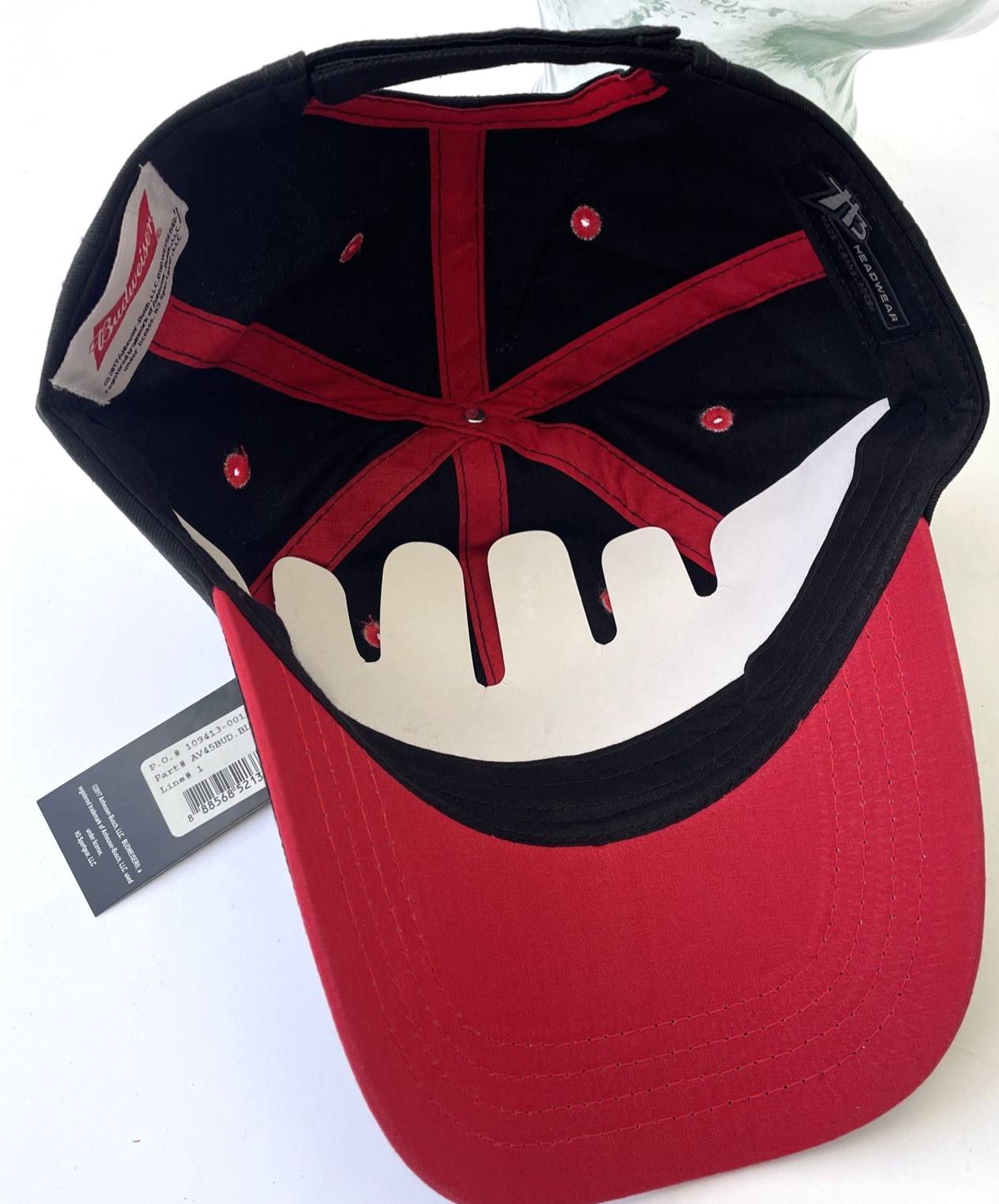 2017 Budweiser Black Hat Black w Red Accents Cap Adjustable Unisex Adult