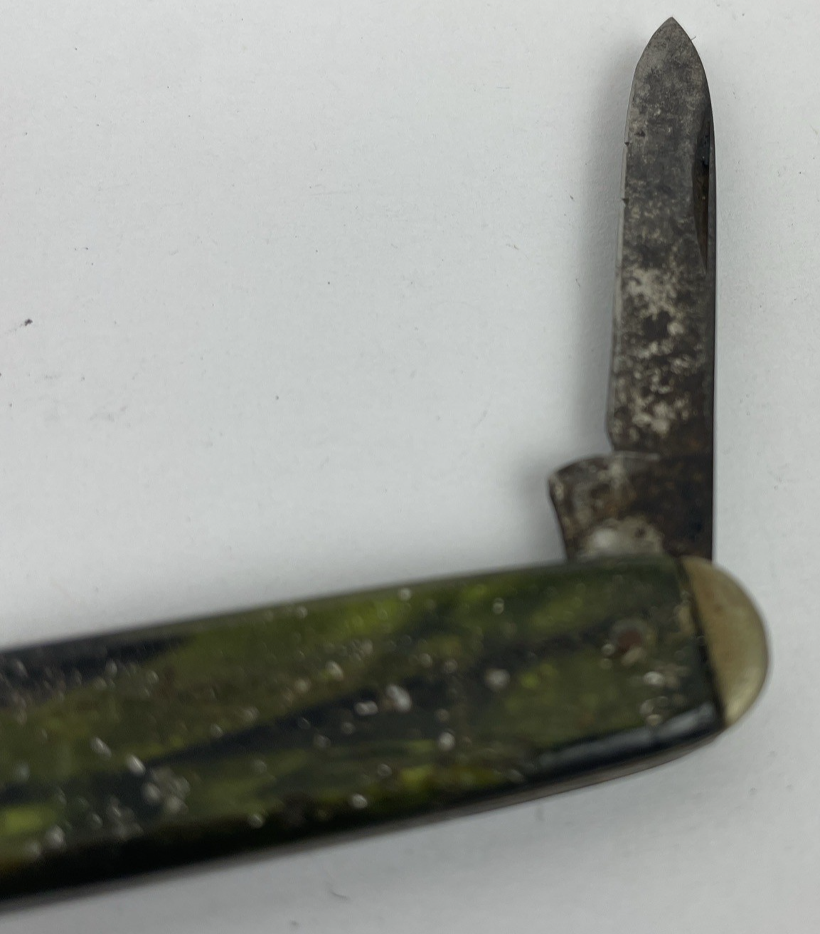 Vtg Knife Syracuse Knife Co 2 Blade Tiger Pocket Foldout Knife USA GREEN