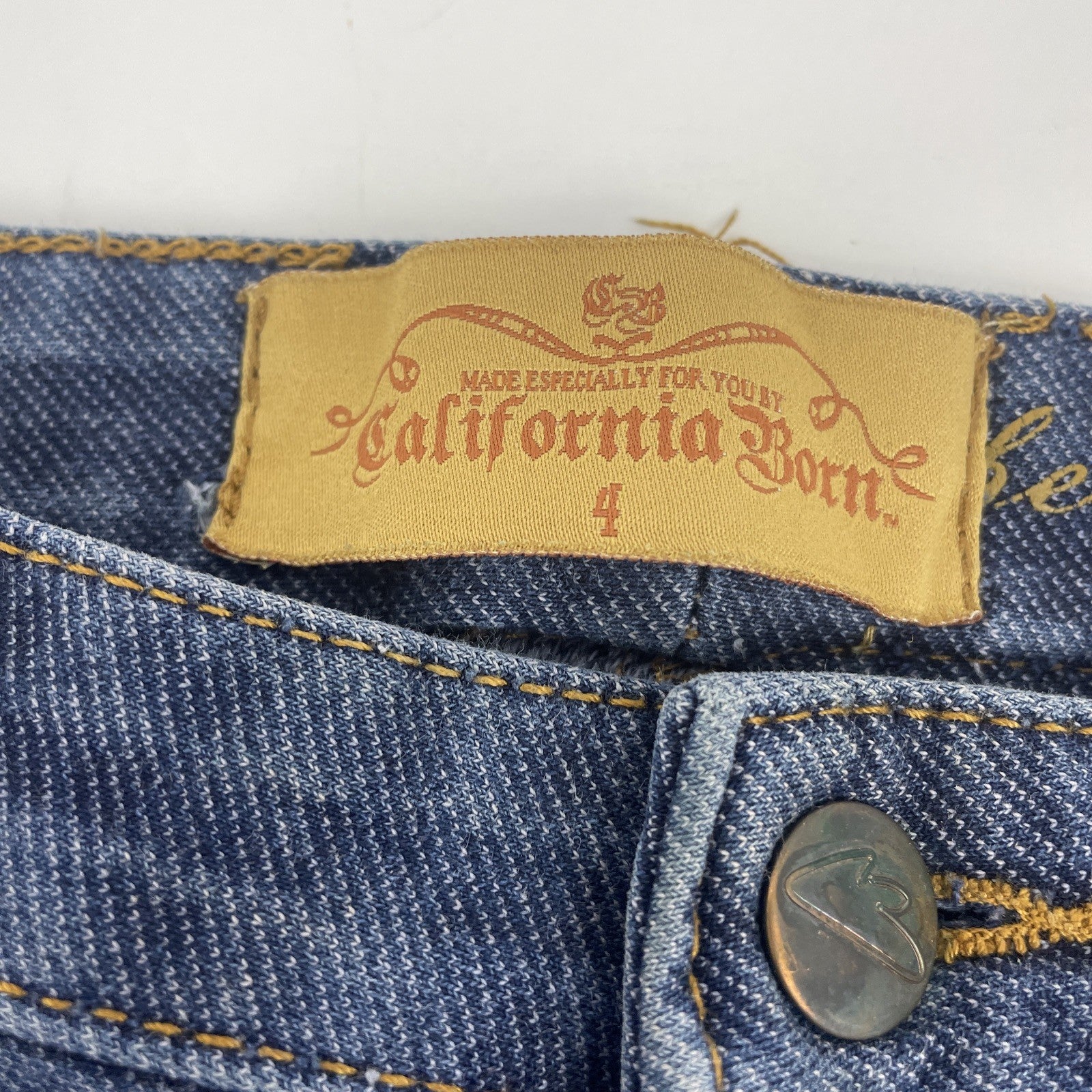 California Born Stretch Genuine Second Skin Denim Jeans 5 Pocket Design size 4