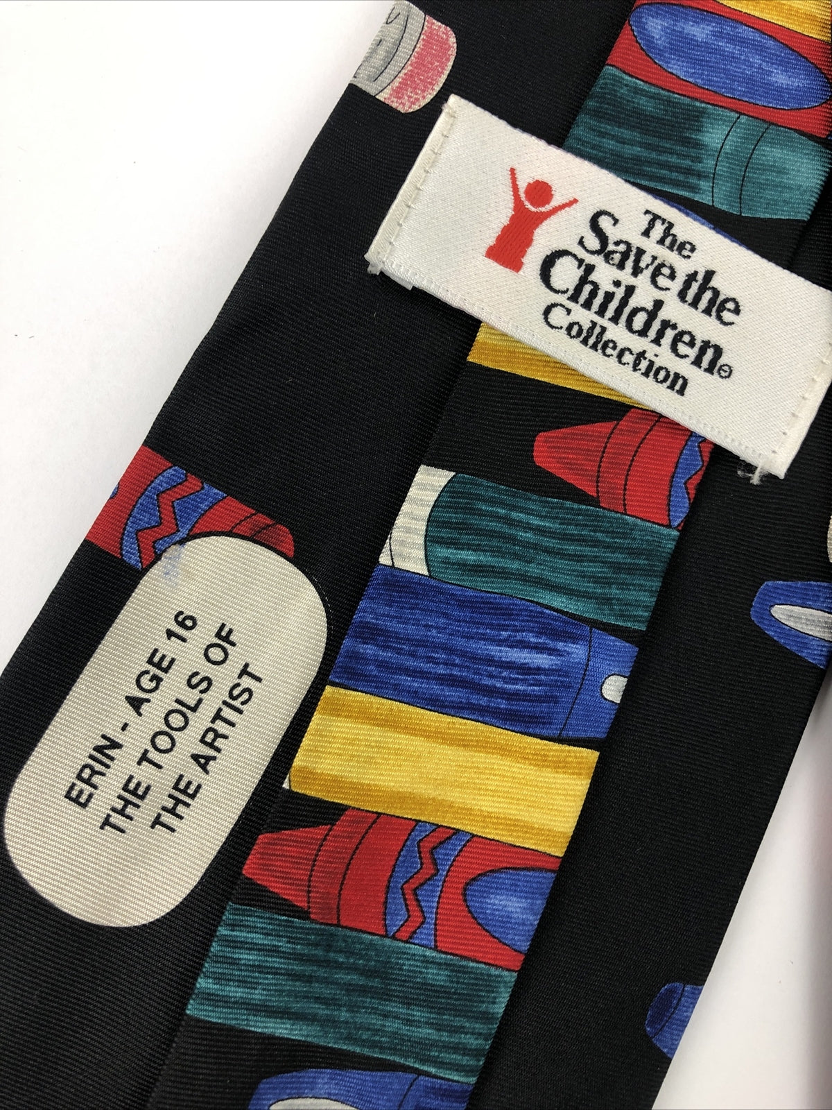 Save The Children The Tools of the Artist Men's 100% Silk Necktie Black - LOOK