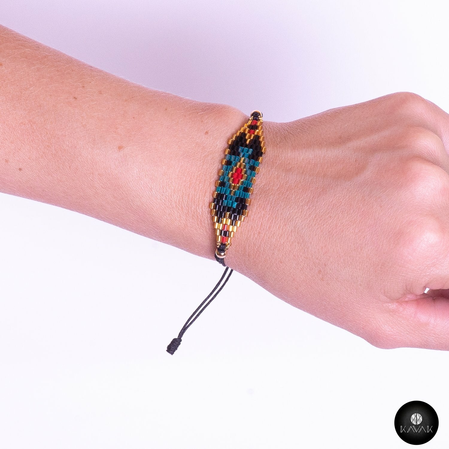 Kavak - Handmade Red Miyuki Abstract Adjustable Women's Bracelet