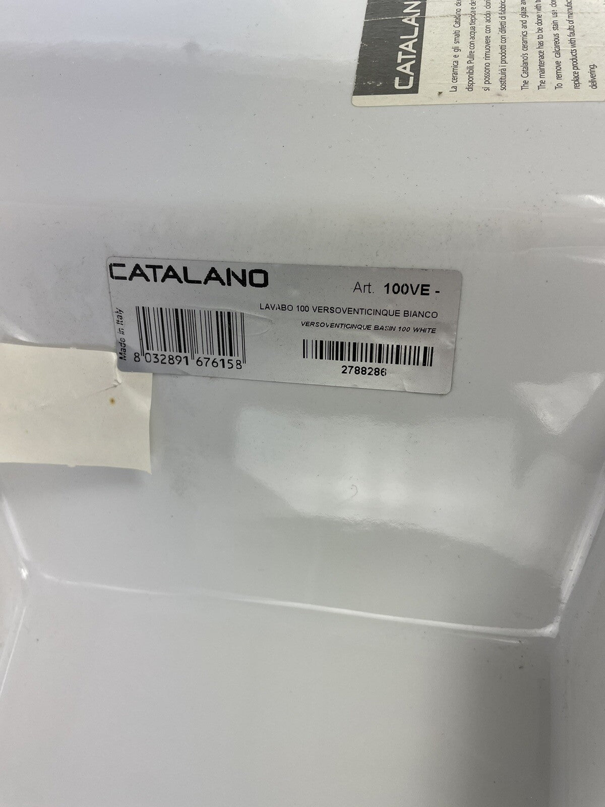 Catalano long rectangular wall mounted ceramic sink 39.5 inch modern bathroom basin white