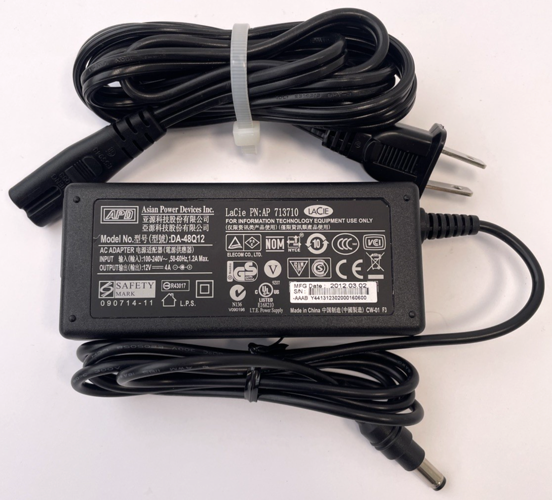 Genuine OEM APD AC Adapter DA-48Q12 12V 4A 48W Power Supply Charger          A00