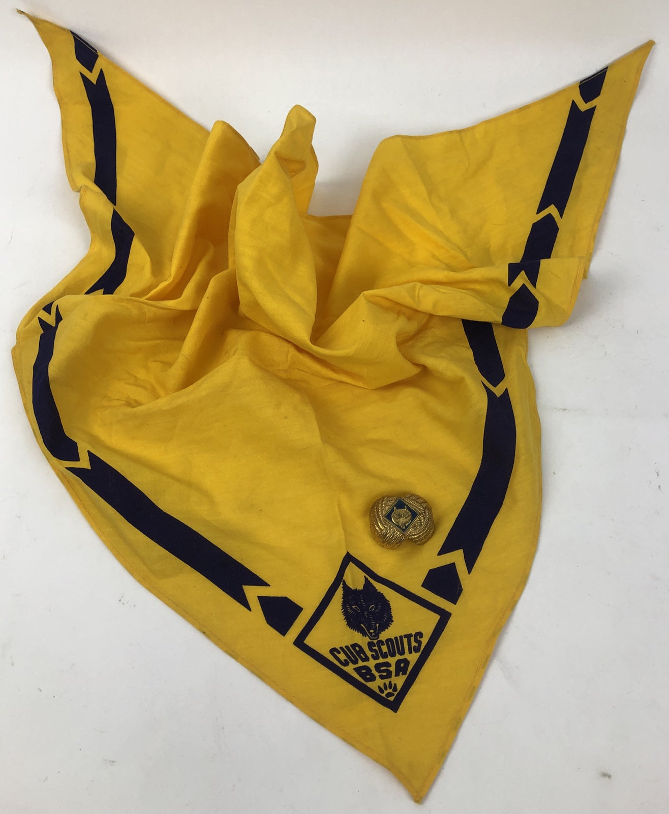 Cub Scout Wolf Neckerchief Yellow Scarf Bandana BSA Boy Scouts of America w BOLO