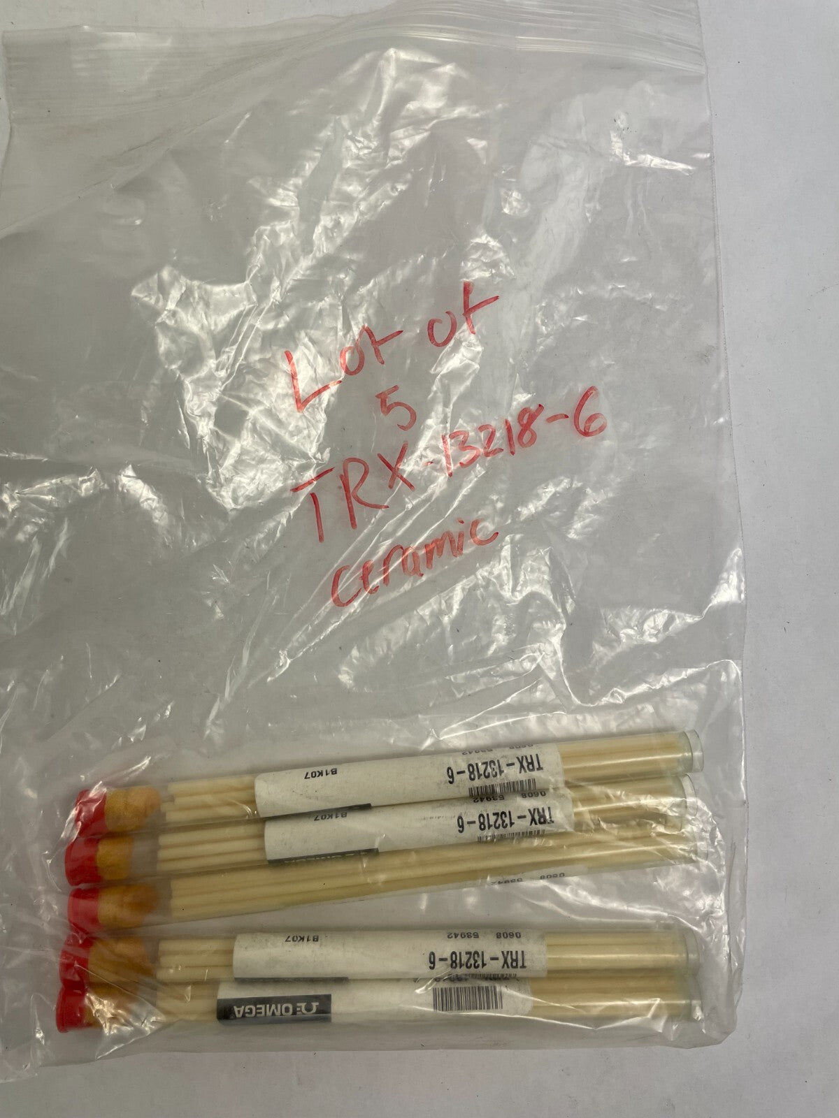 Lot of 5 Omega TRX-13218-6 Ceramic Thermocouple Insulators