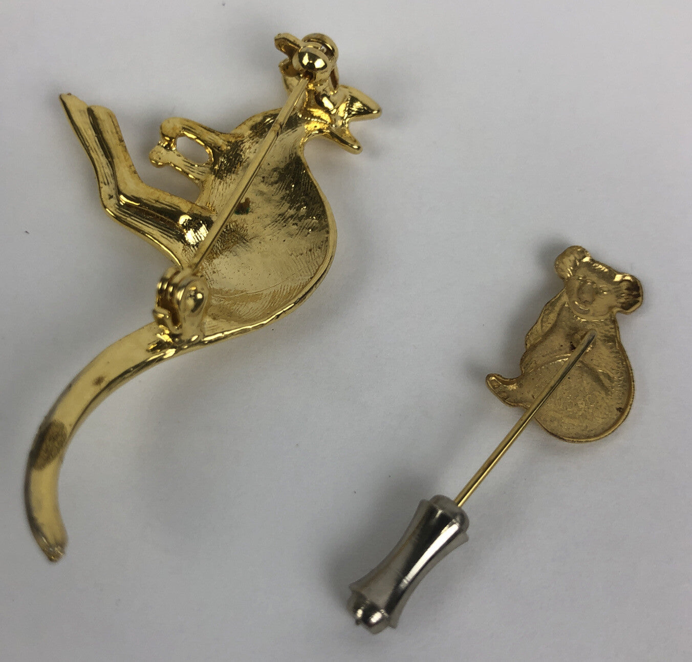 KANGAROO souvenir Koala STICKPIN Goldtone Lapel Pin Style LOT of 2 - LOOK