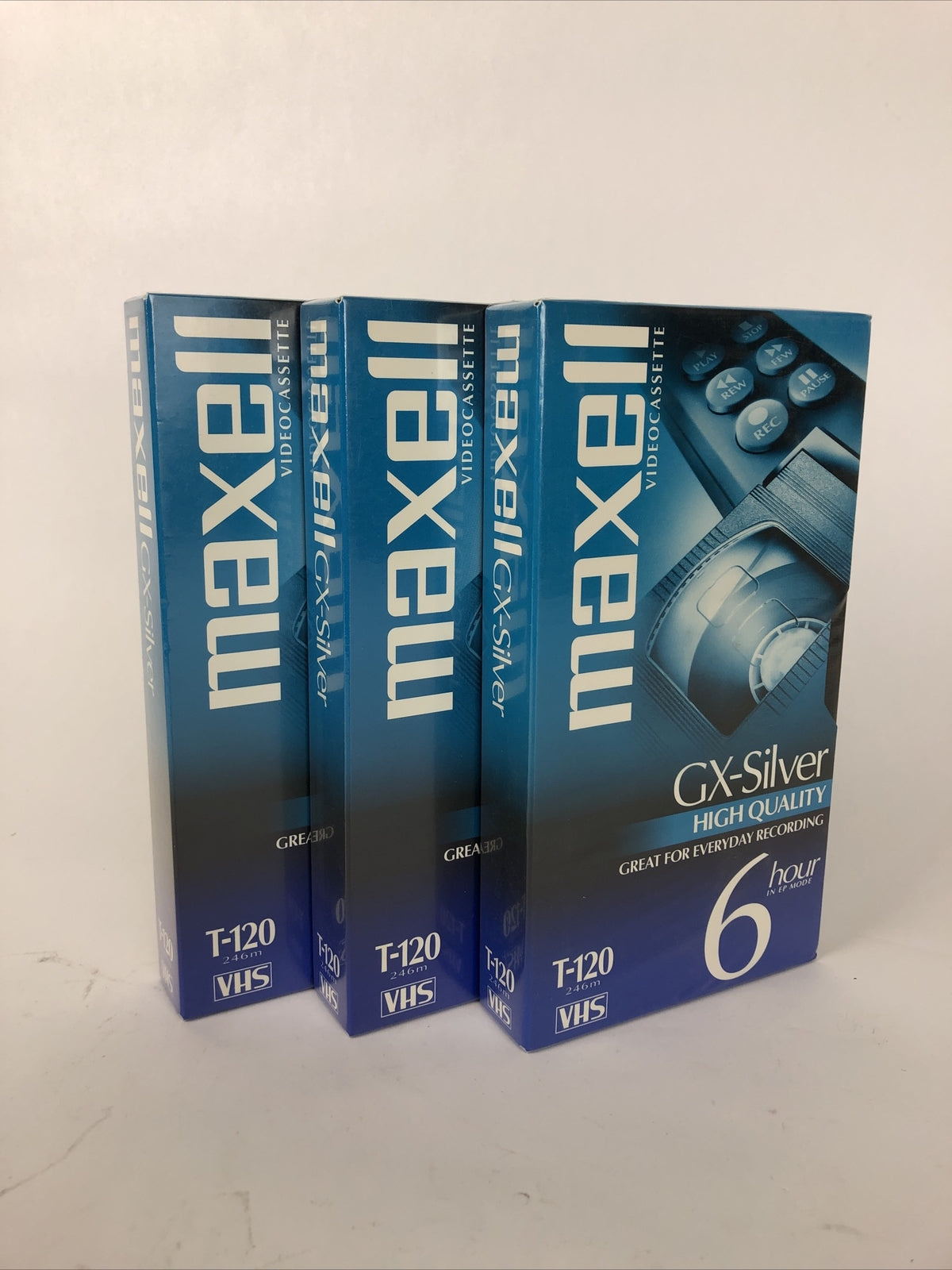 3 Maxell T-120 Blank VHS VCR Premium Grade Video Tapes 6 Hrs NEW Sealed ..