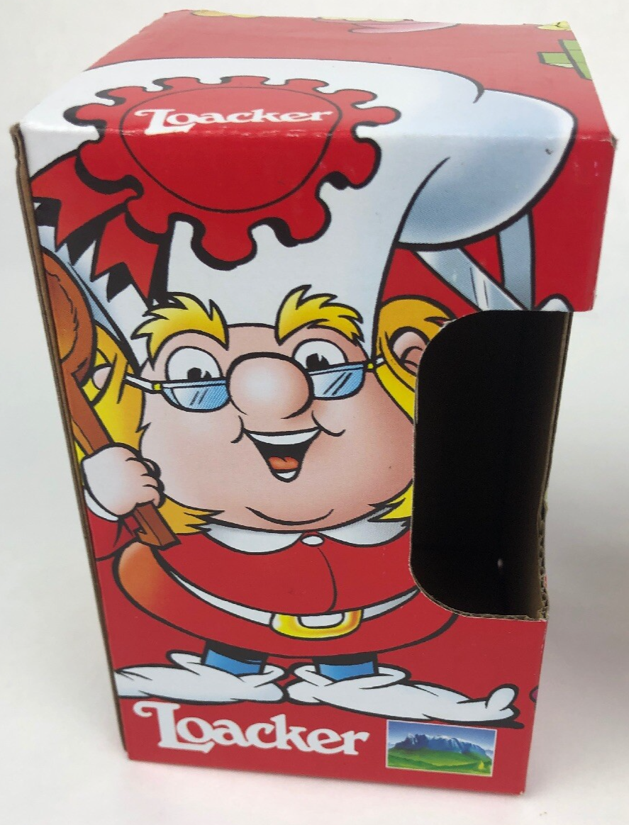 Loacker Wafers Cookies Elf Glass Cup Tumbler 5” Rare Collectible NIB Red/Green