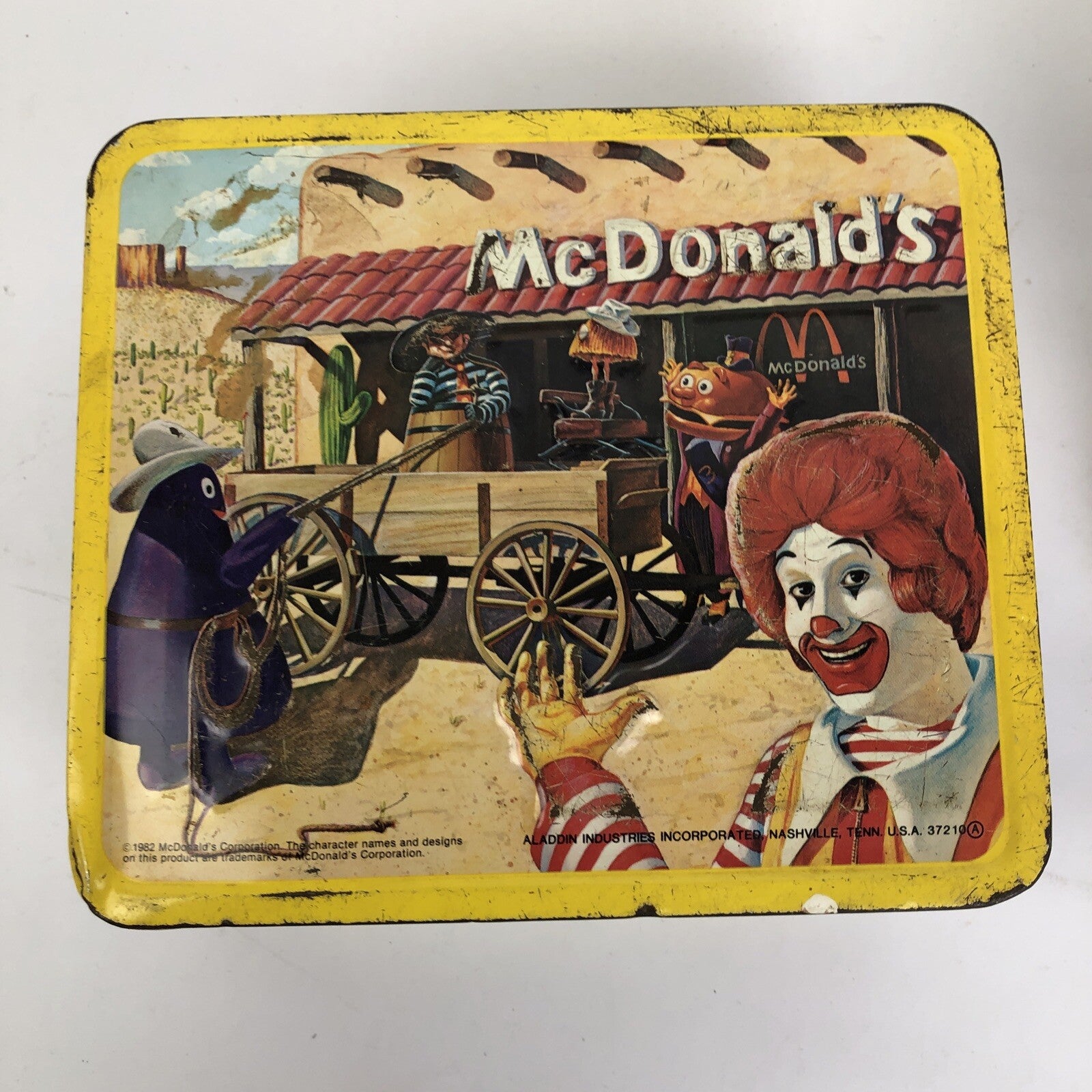 Ronald McDonald Sheriff of Cactus Canyon Metal Lunchbox w/ thermos Aladdin 1982