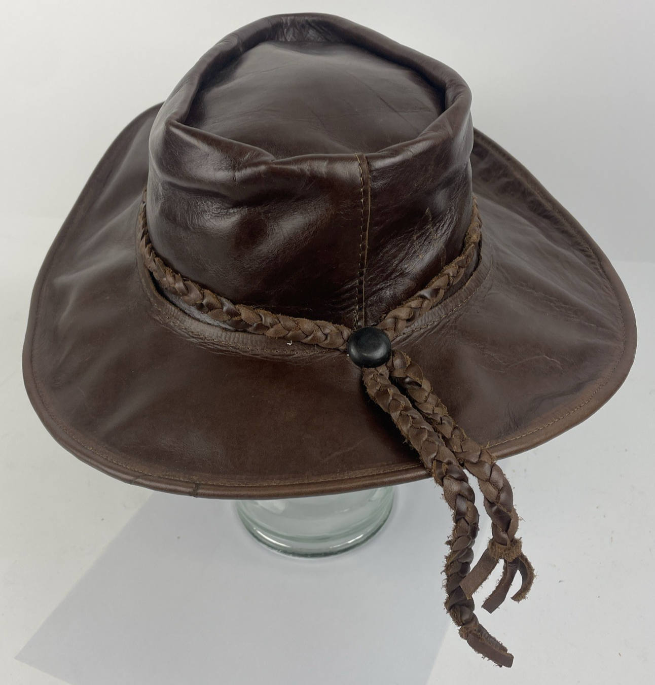 Genuine Handcrafted Thick Leather w Wire Vintage Western Cowboy Or Cowgirl Hat