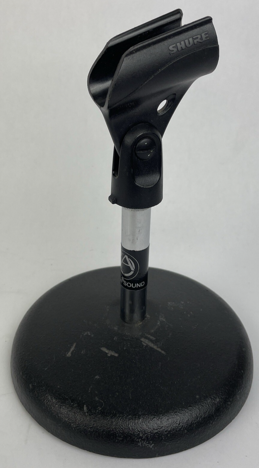Vintage OEM Atlas DS-5 Microphone desk stand D7-5 DS-10 w Shure Mic Clip      1