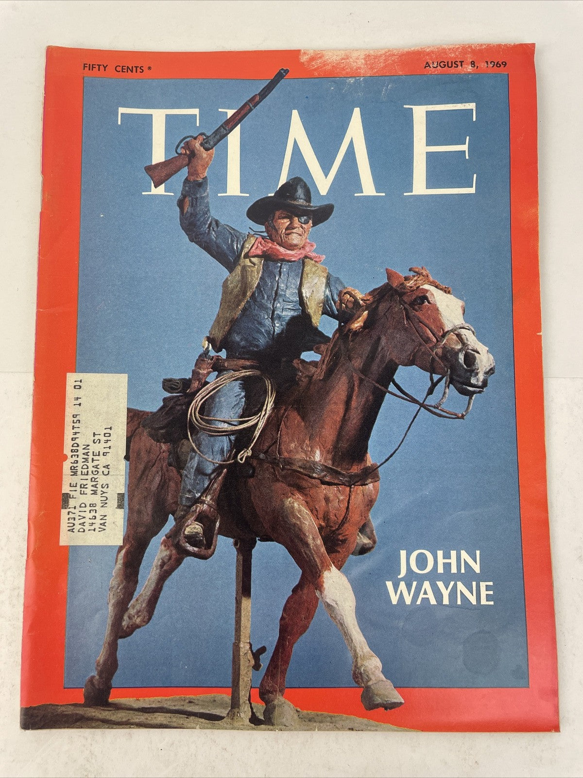 1969 AUGUST 8 TIME MAGAZINE - JOHN WAYNE FRONT COVER