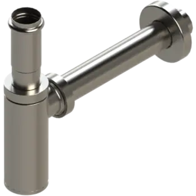 Rubinet Essentials 9DBEPT2PN polished nickel exposed bottle P-trap with flange