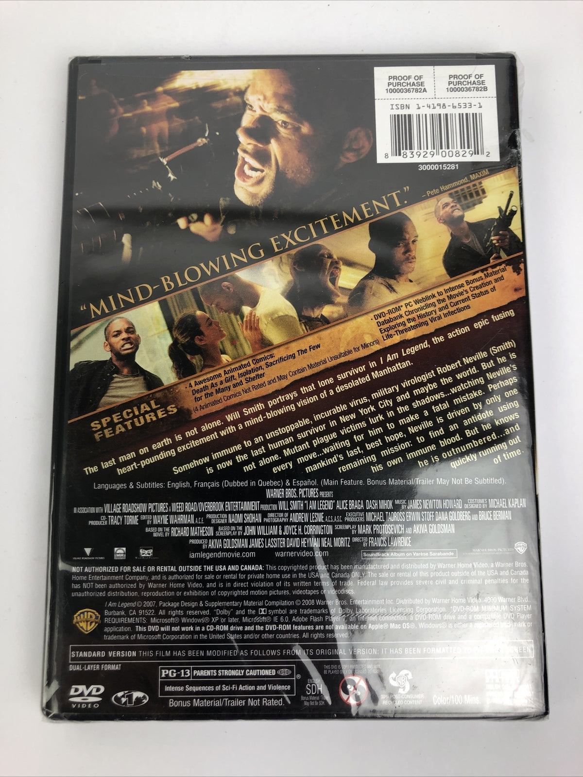I Am Legend (DVD, 2008, Full Frame) New Sealed