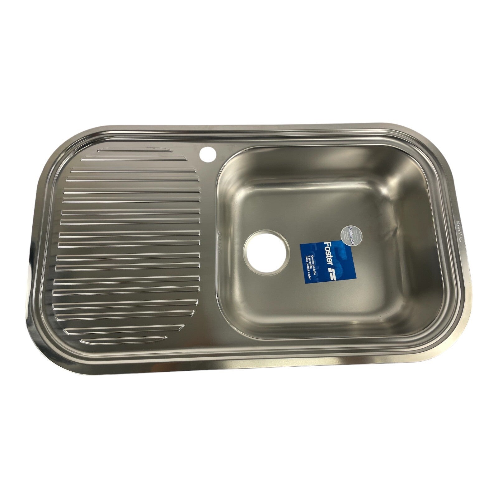 Foster brushed stainless steel kitchen sink with drainer 33.75 x 19.75 inch single bowl sink