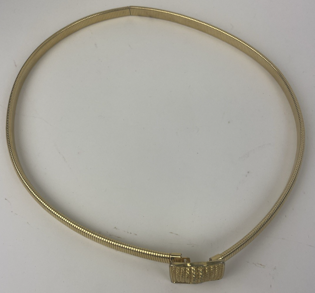 Vintage 1980's Gold Tone Skinny Elastic Stretch Metal Designer Belt Womans