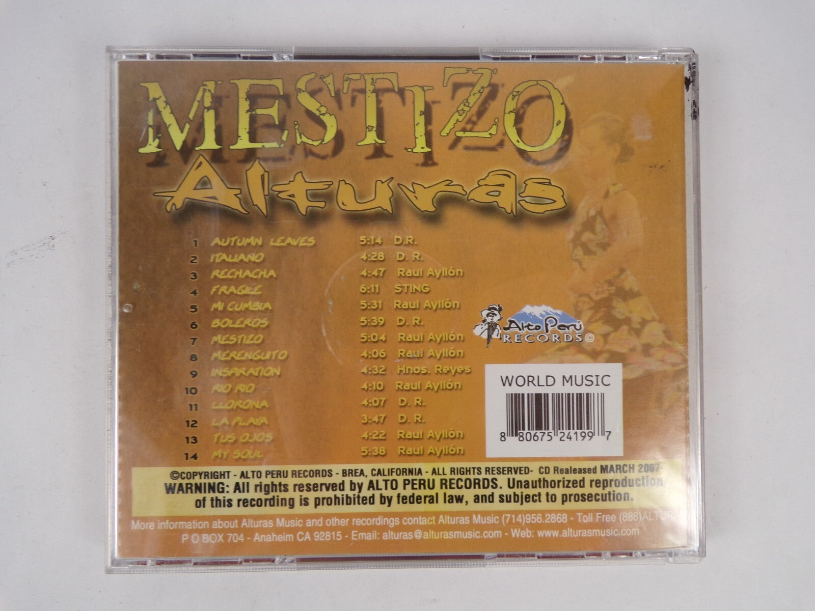 Mestizo Alturas Greatest Hits CD #9