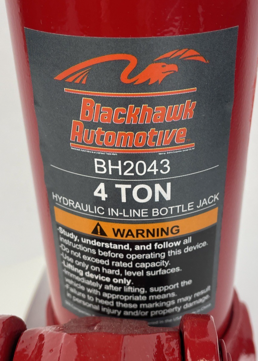 BLACKHAWK BH204 Hydraulic Bottle Jack Automotive Car Repair Shop Lift Tool 4 Ton