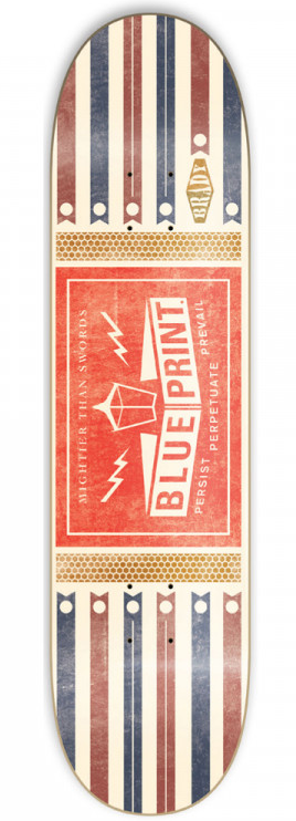 Blueprint Skateboards Brady Pro rare 8-inch skateboard deck made from 7-ply hard rock Canadian maple.