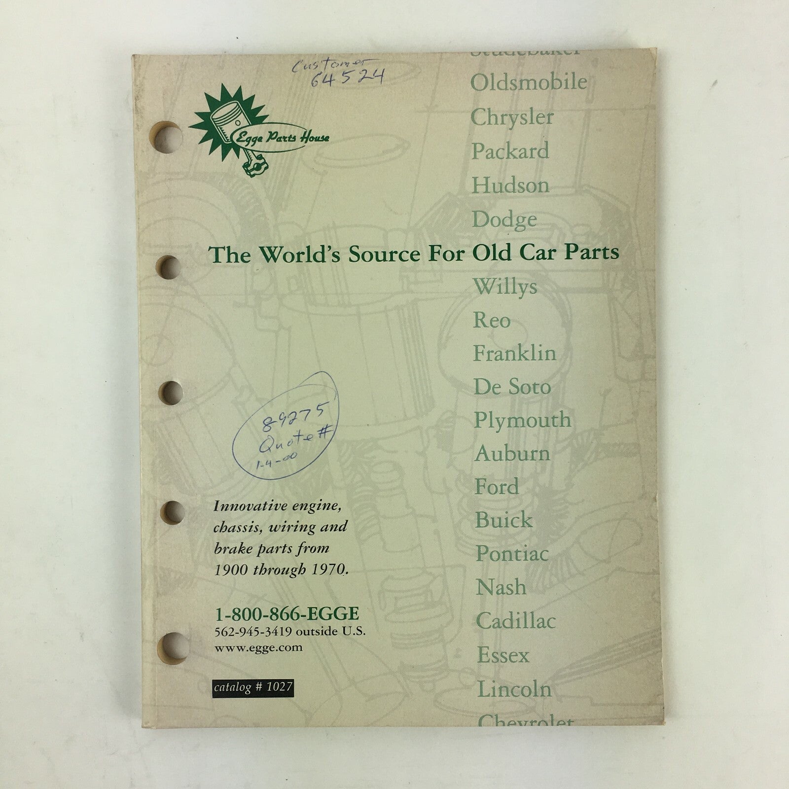 Egge Parts House The World's Source For Old Car Parts Buick Pontiac Auburn Essex