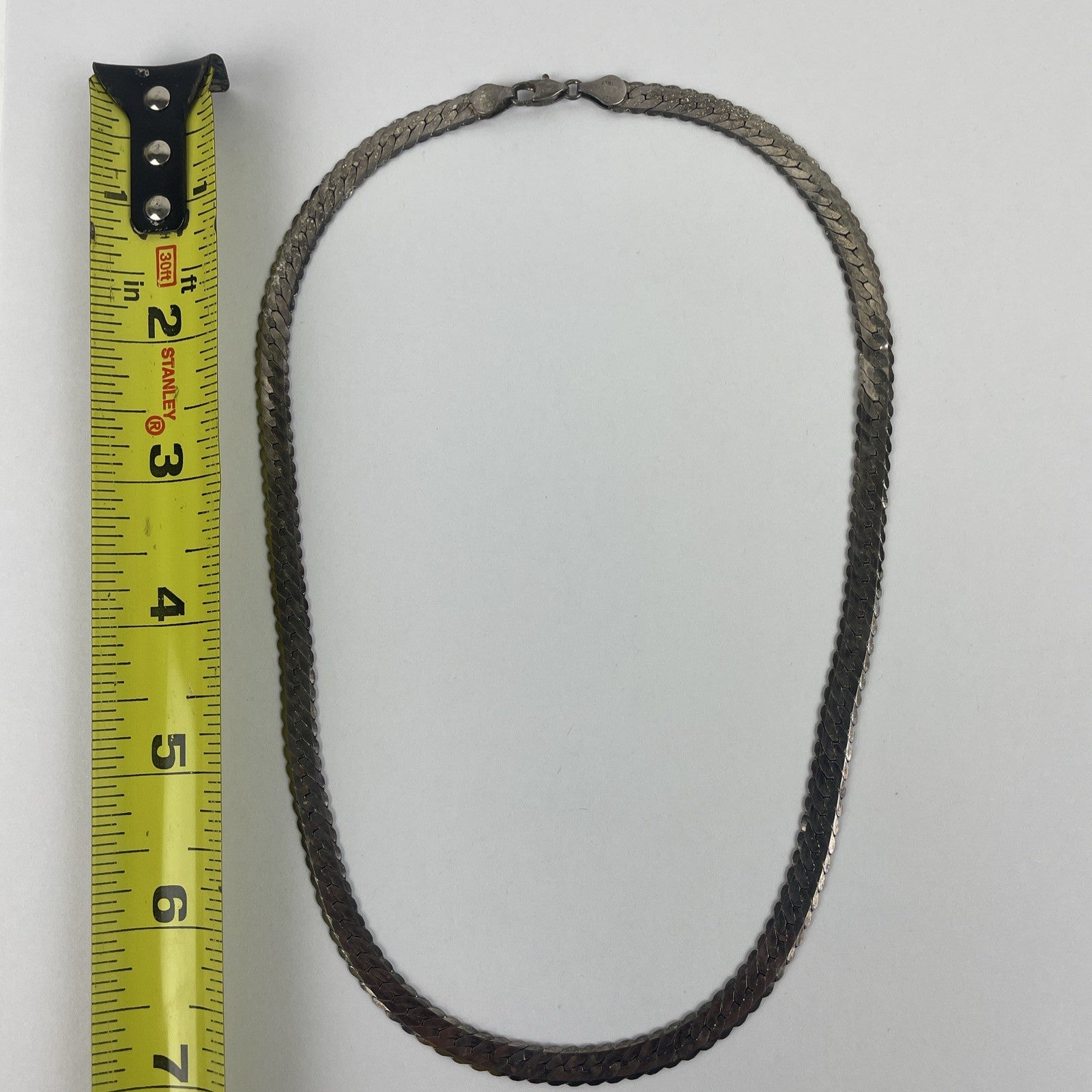 Sterling Silver 925 Herringbone Chain Necklace 18" Made in Italy  7mm 19.4g