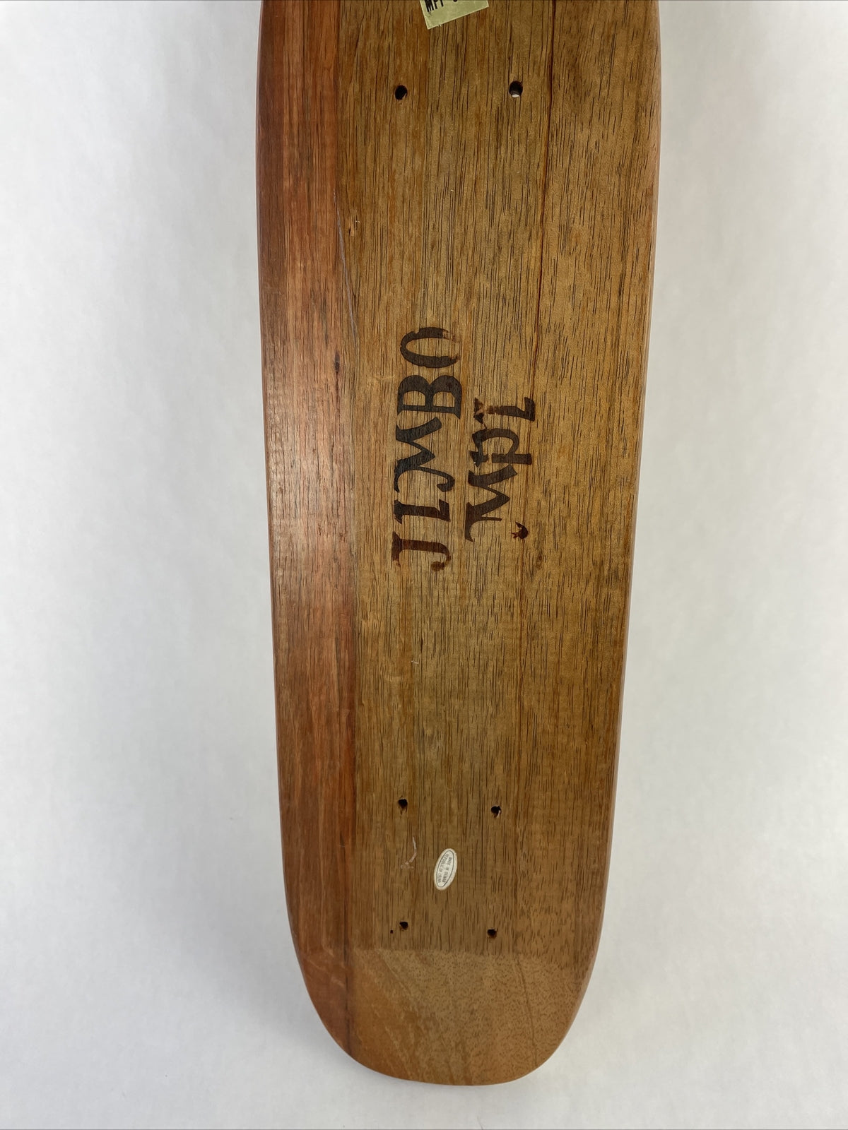 JIMBO Blank #7 teak oak 70s old school skateboard cruiser deck with natural wood finish.