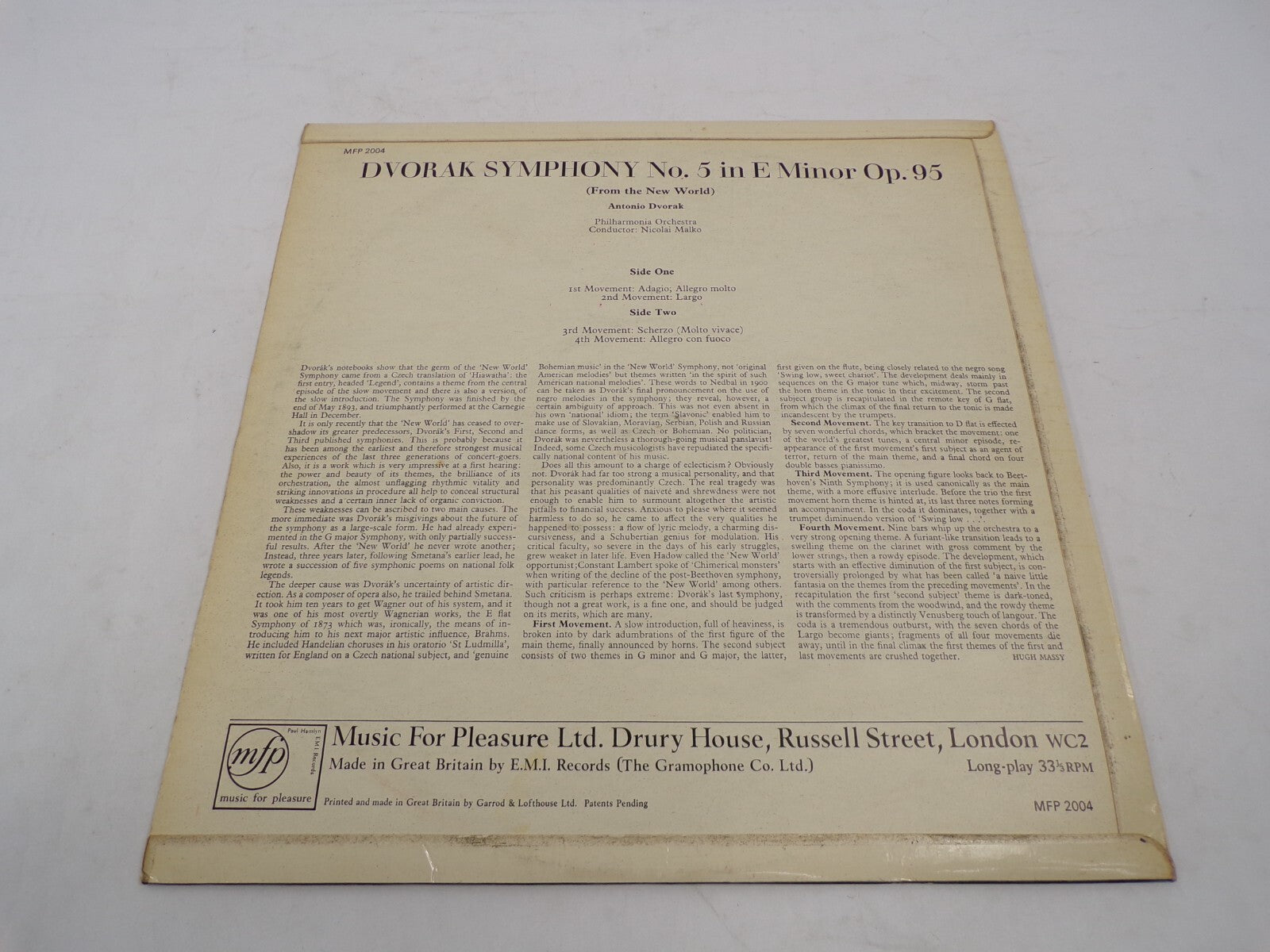 DVORAK New World No. 5 in E Minor  Symphony Philharmonia Orchestra Vinyl Records