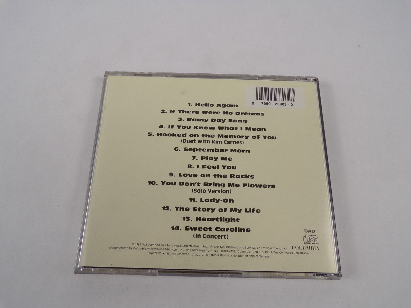 Neil Diamond 14 Favorite Love Songs Hello Again If There Were No Dreams CD#27