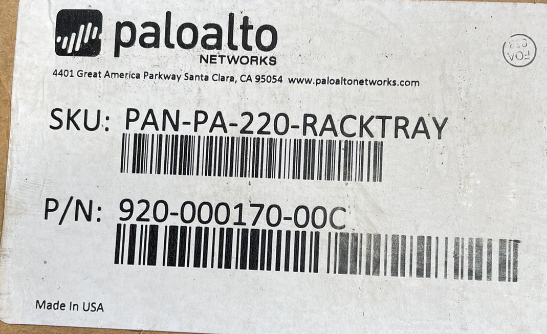 Palo Alto PA-220 Next Generation Firewall Appliance Rack Mount Tray