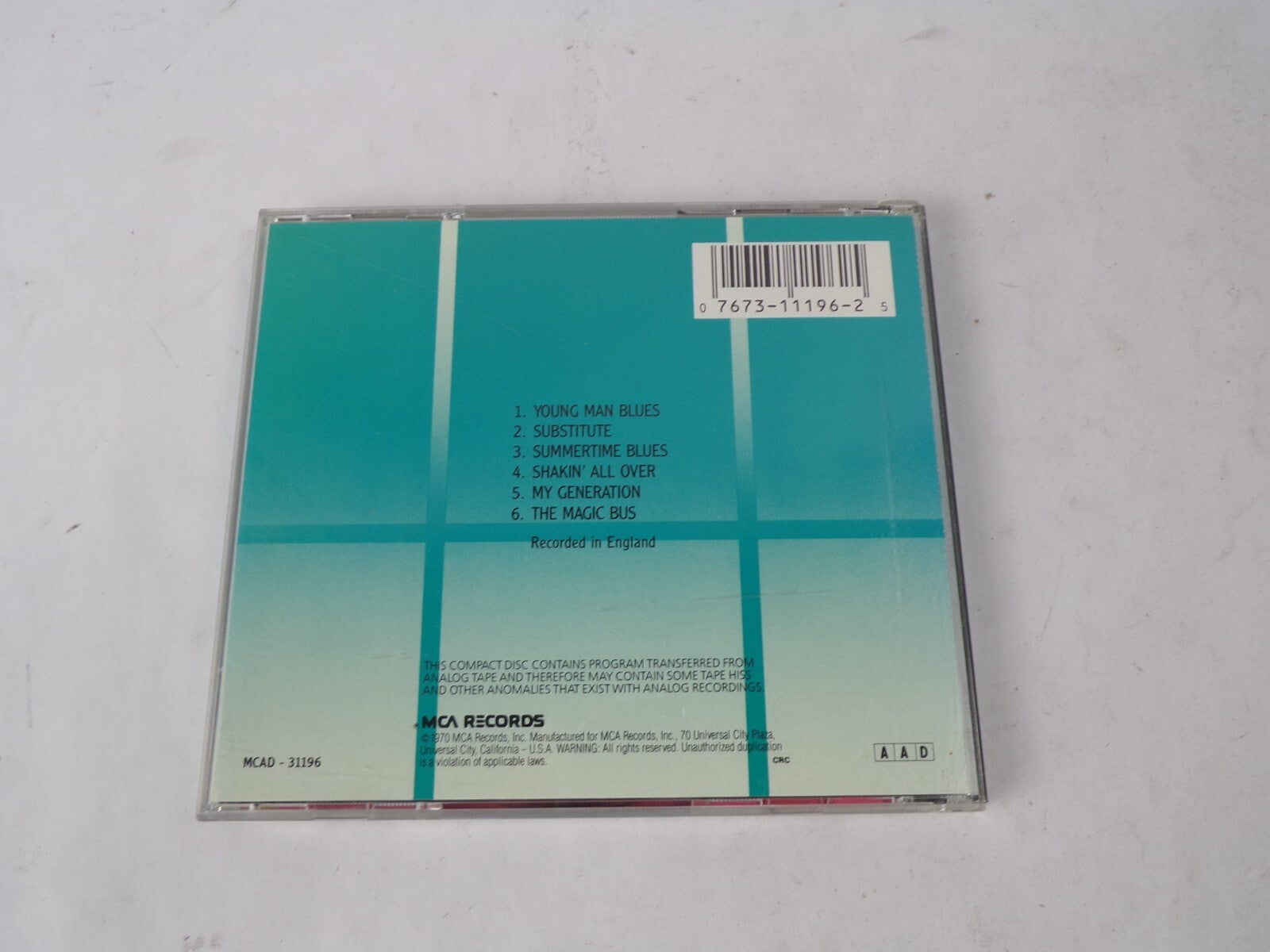The Who Live At Leeds Young Man Blues Substitute Summertime Blues Shakin' CD#41