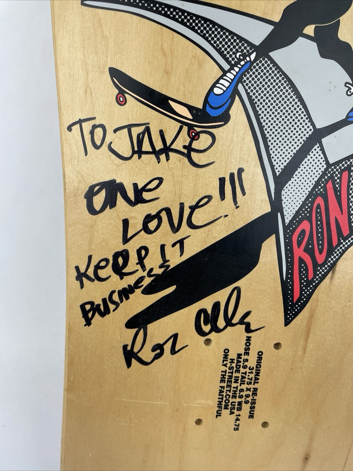 RON ALLEN Original RE-Issue Deck, H-Street Skateboards Made in the USA - Signed