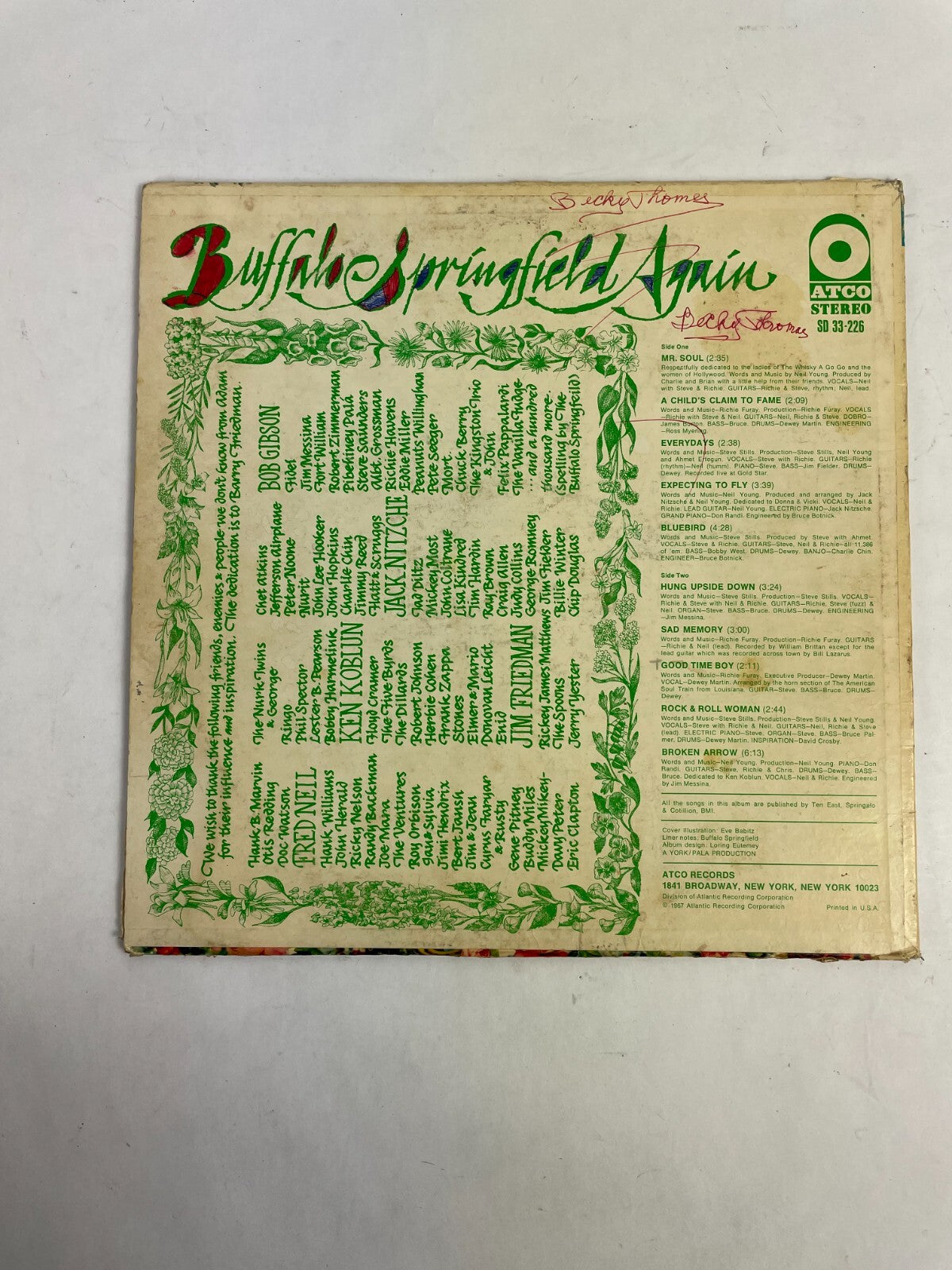Buffalo Springfield Again Vinyl Record