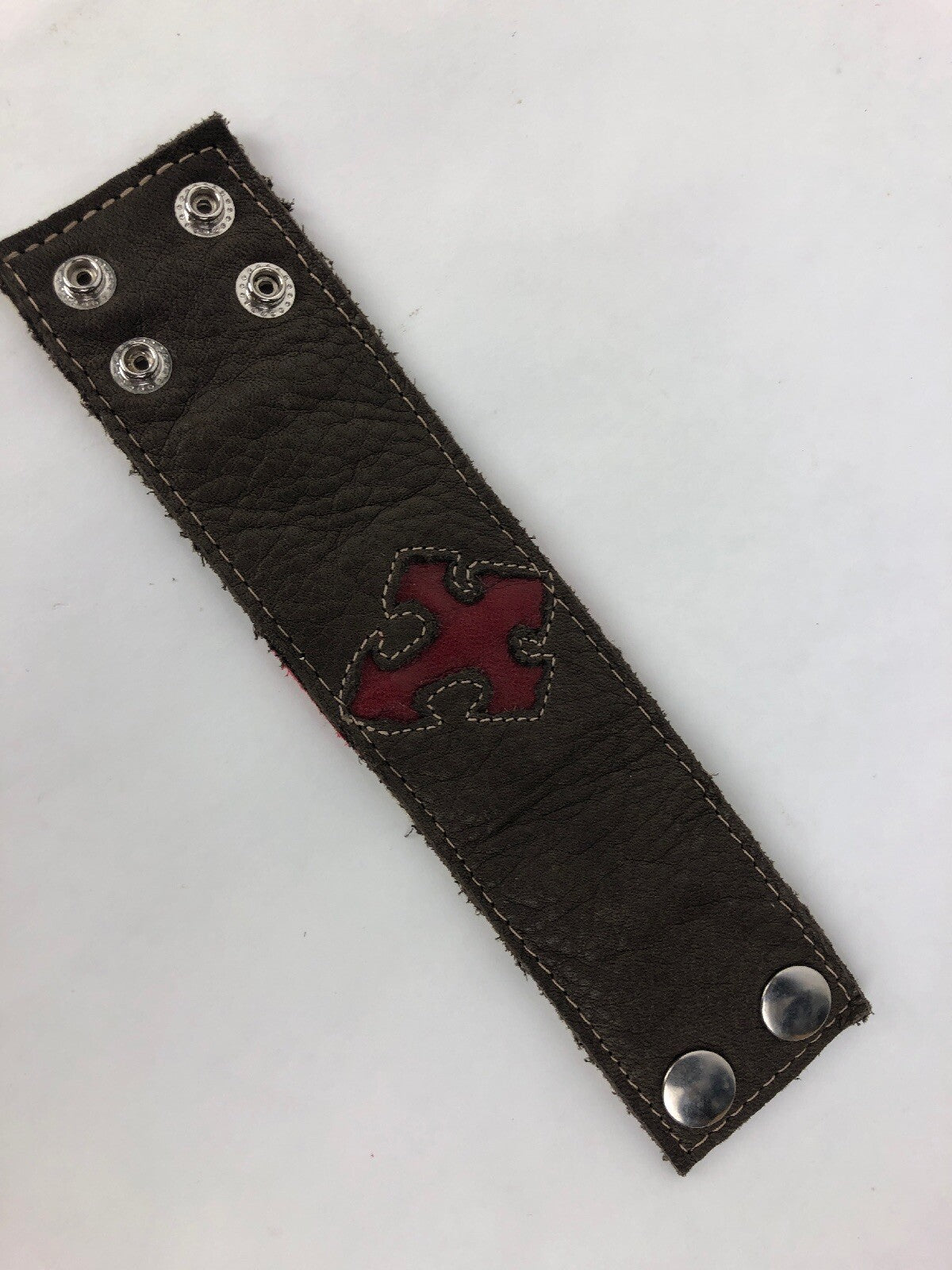 Unique Wide Leather Wrist Belt Cuff Bracelet W Snaps + Hidden Valuables Pocket 6