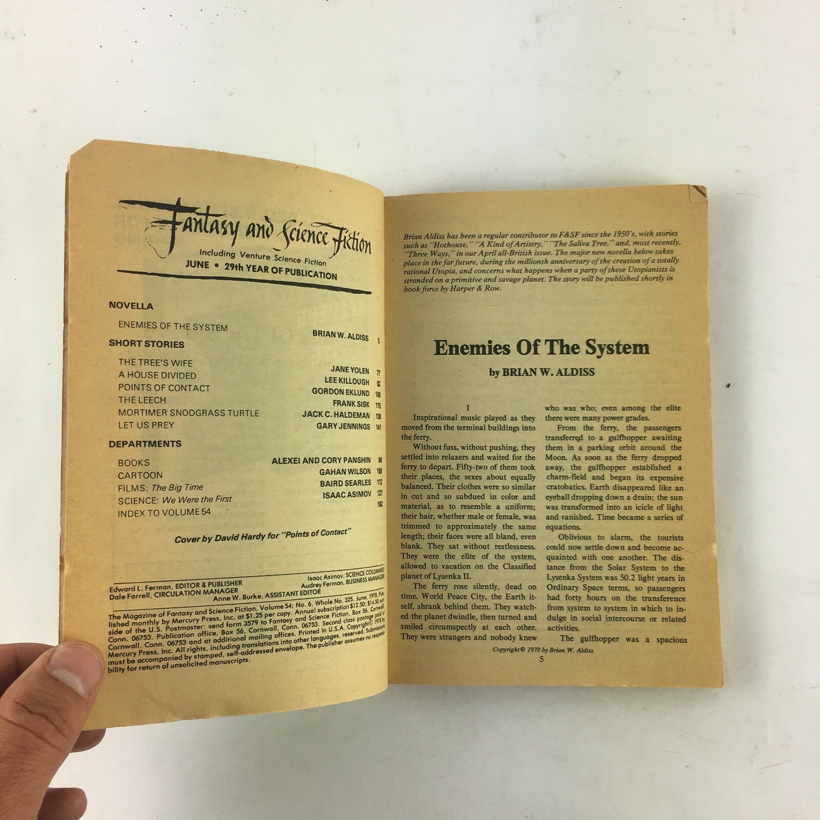 June Fantasy & Science Fiction Magazine Enemies of the System Brian W.Aldiss