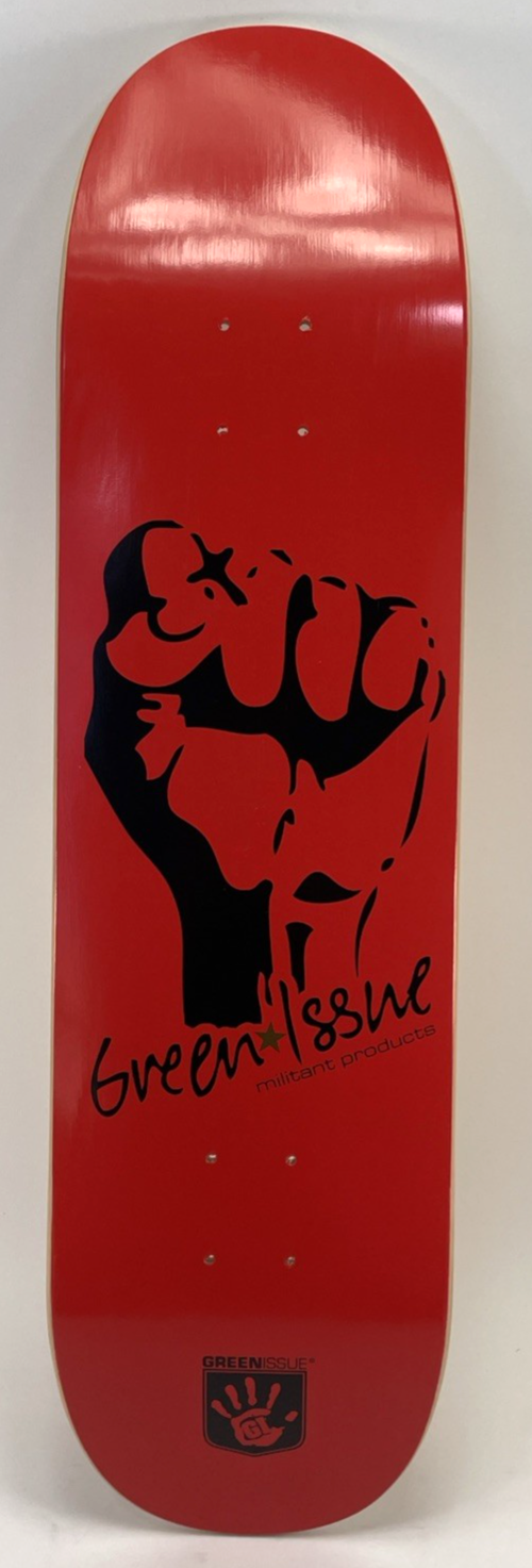 GREEN ISSUE Skateboards RED Fist Militant Products Skateboard Deck 8.5" Rare
