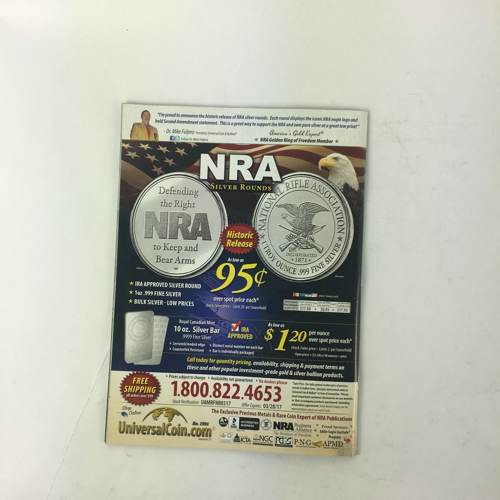 March 2017 American Rifleman Magazine Precious Metals of Freedom Gold Silver
