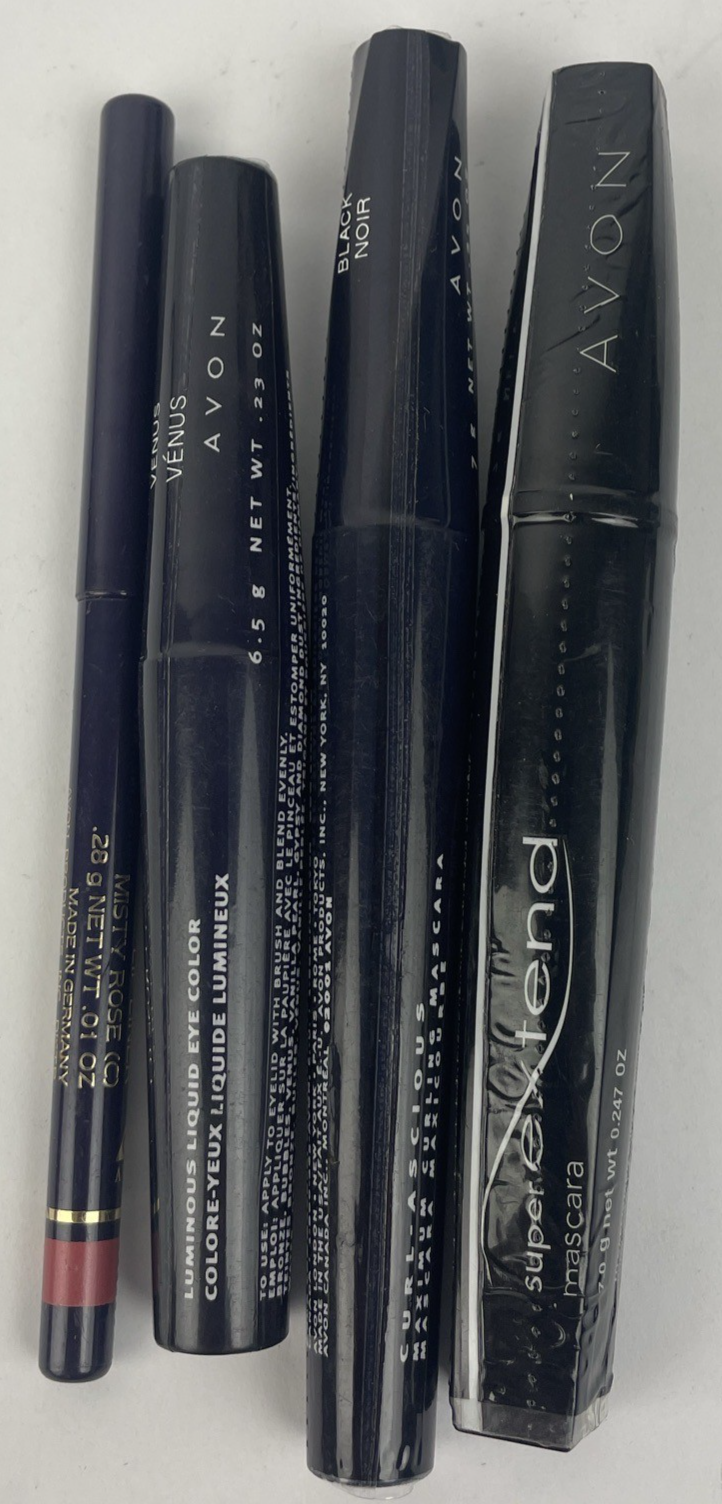 Vintage NOS New Avon Rose Lip Liner Luminous Liquid Eye Color 2 x Black Mascara