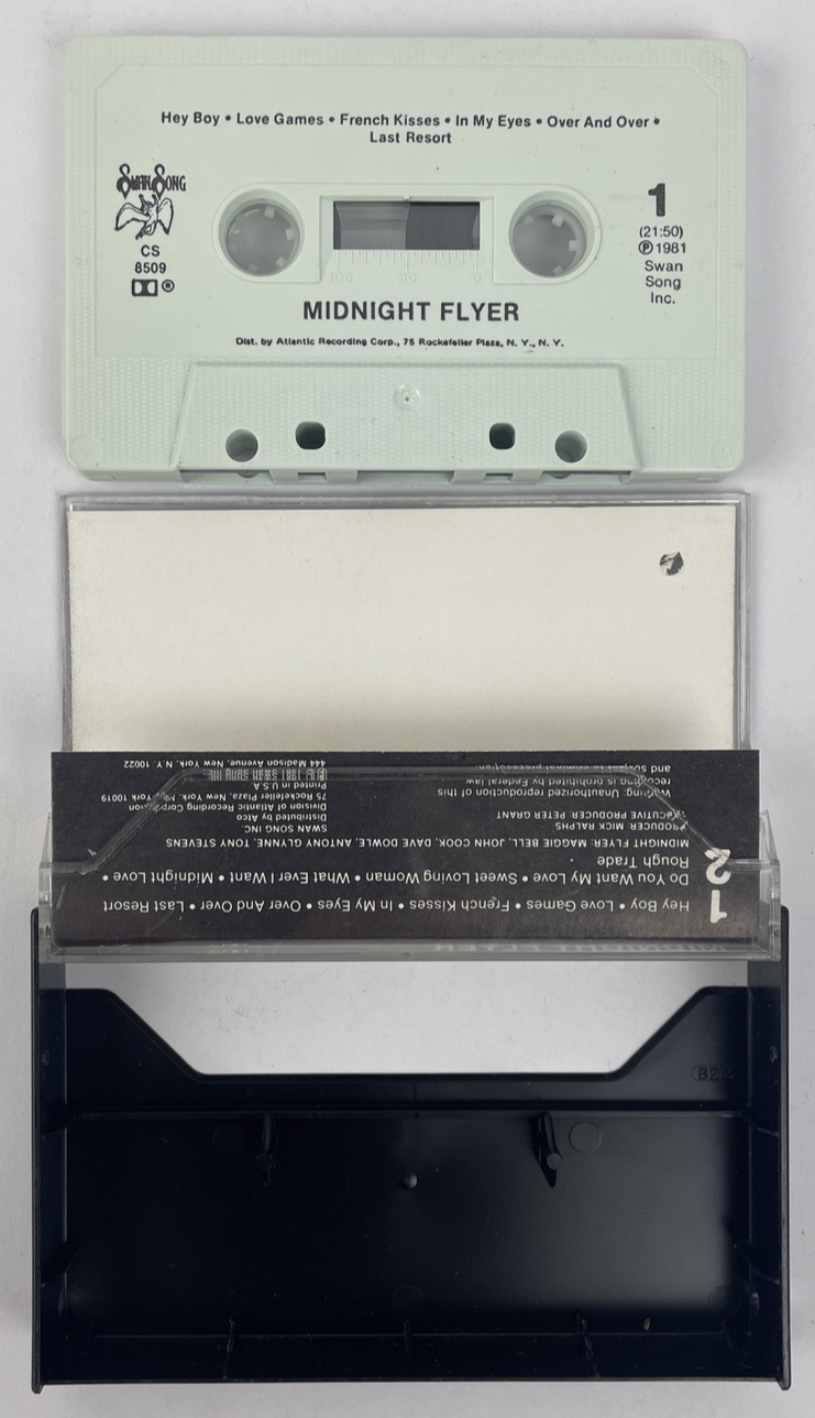 MIDNIGHT FLYER : Self Titled "midnight flyer" SWAN SONG Records  Cassette Tape