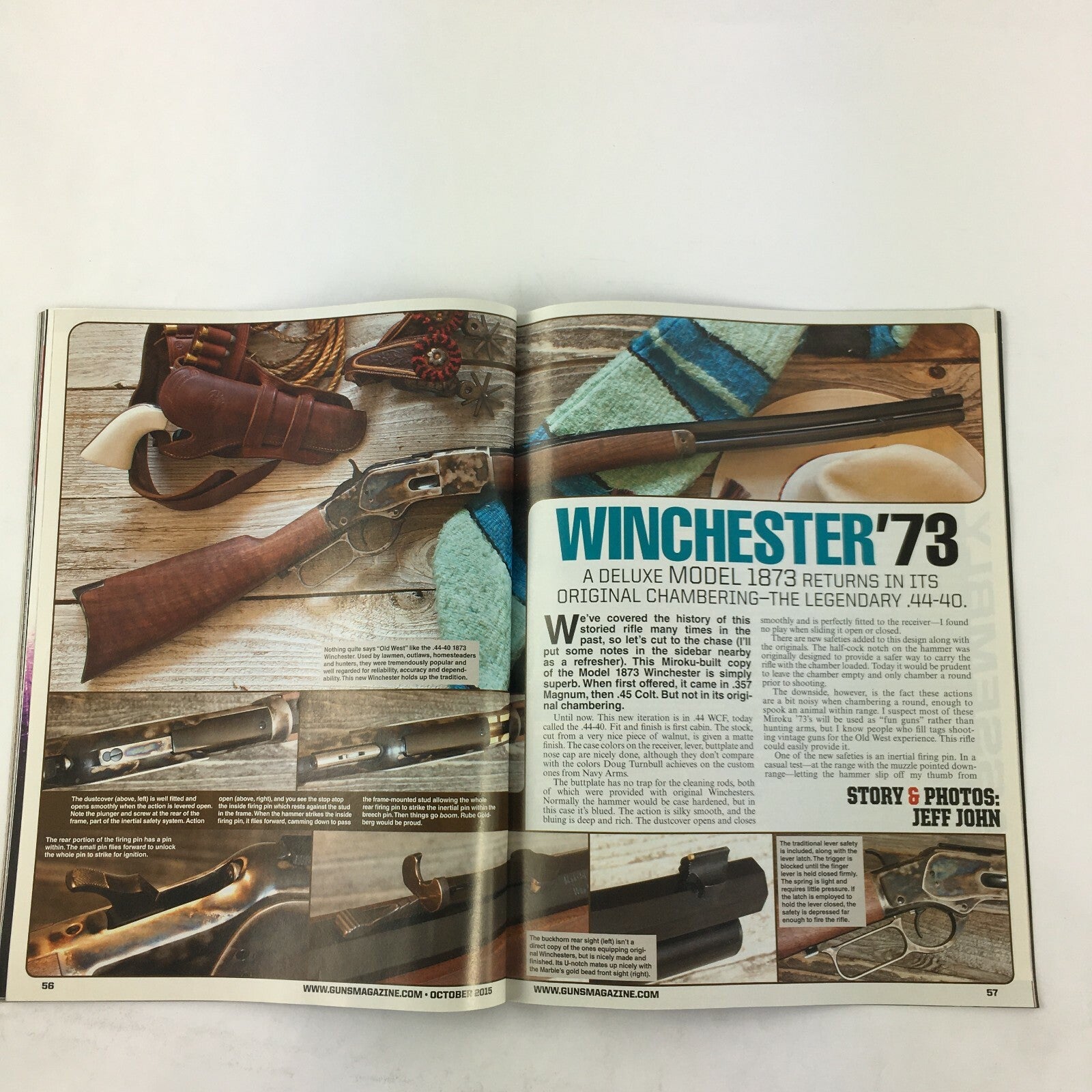 October 2015 Guns Magazine Kimber 1911Winchester 73 .44-40 Taurus Curve .380 ACP