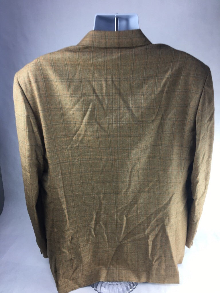 Pal Zileri Mens Suit Jacket Brown Plaid Notch Lapel Lined Virgin Wool Blazer 56