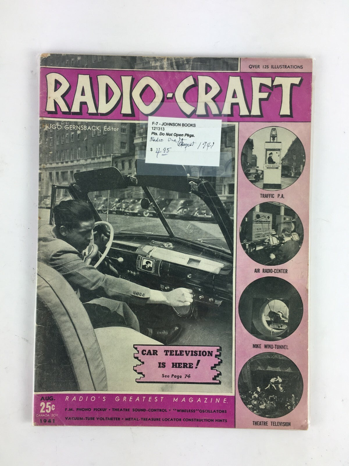 August 1941 RadioCraft HugoGernsback Magazine Car Television is Here! Traffic PA