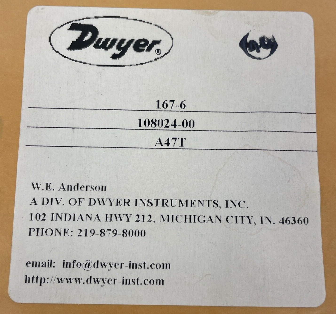 Dwyer Instruments 167-6 Dwyer Stainless Steel Pitot Tube ( 1/8" Dia. X 6"L )