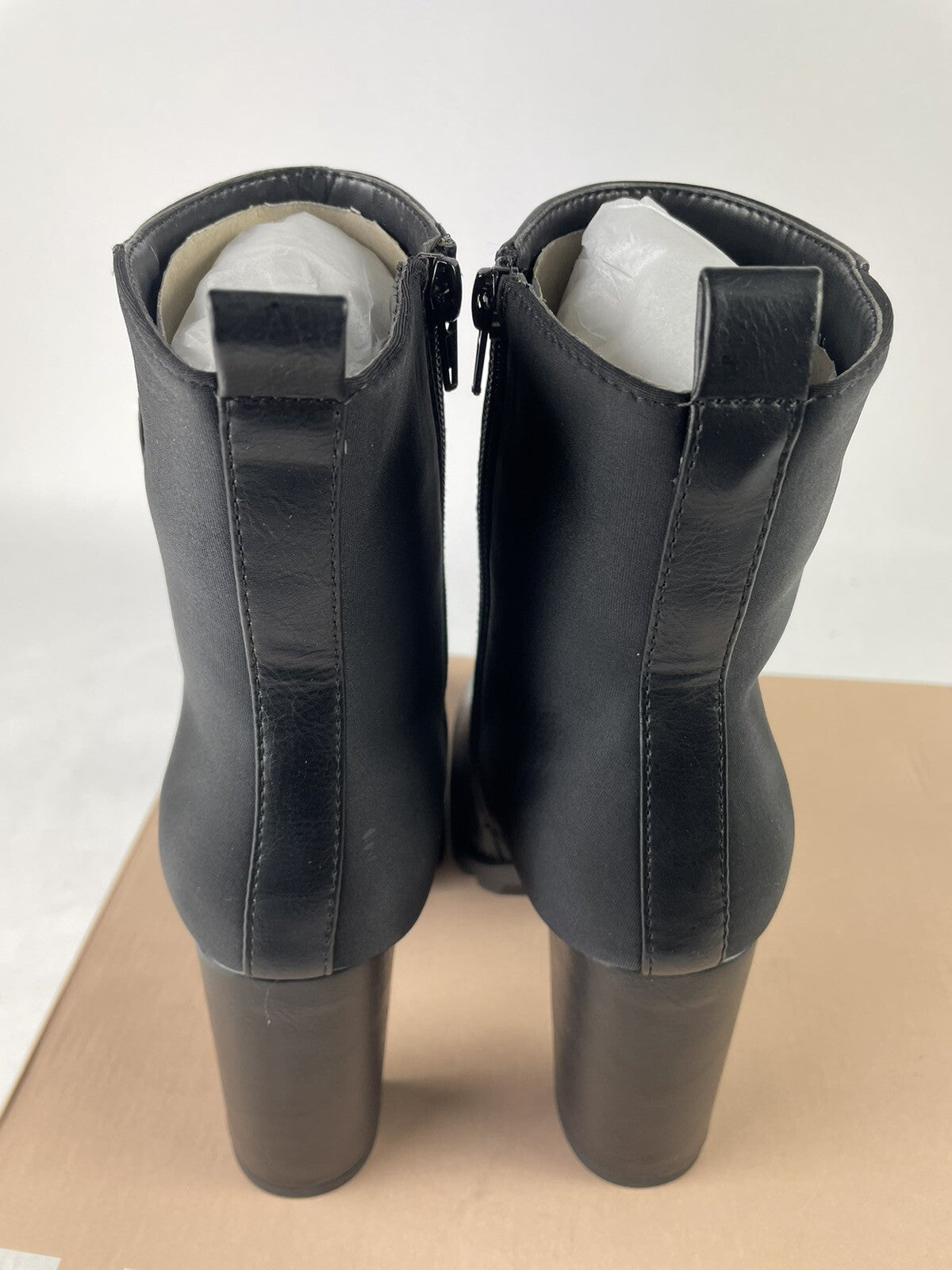 Just Fab Serena Black Caviar Block Heeled Booties New Women's Size 9.5