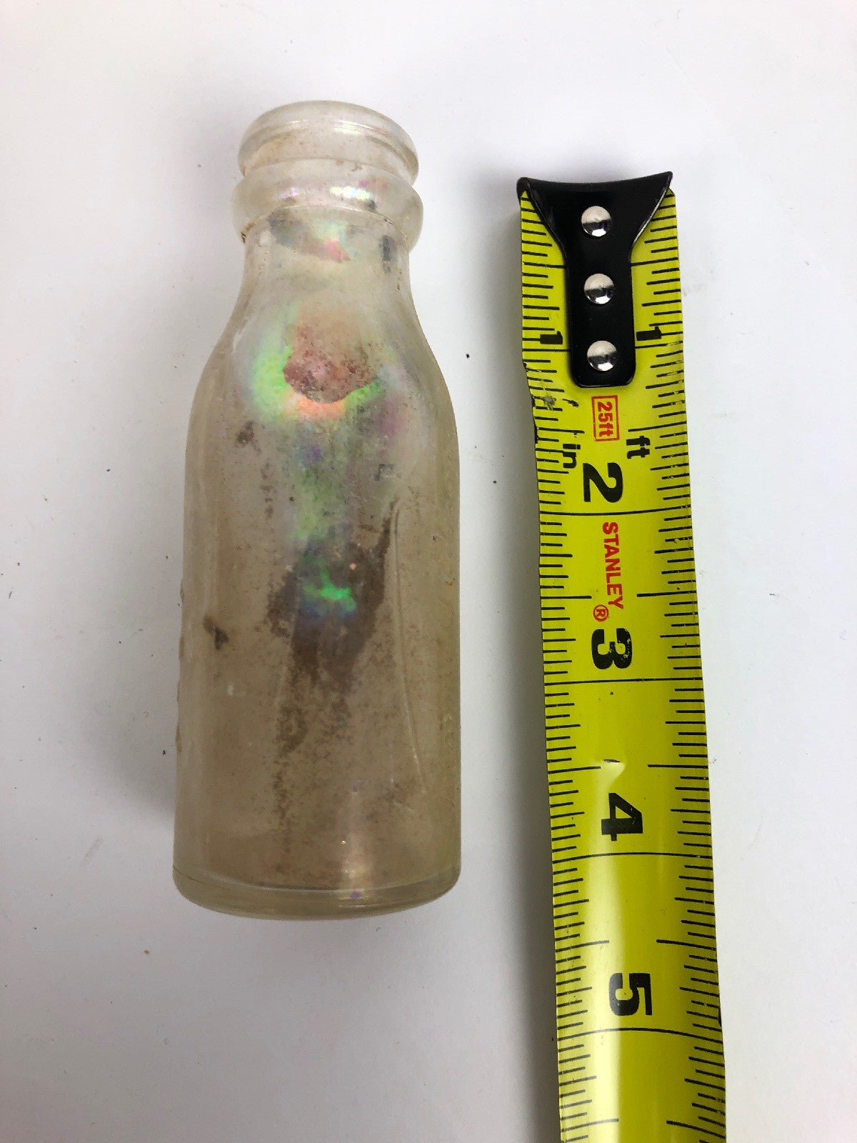 Rare Vintage Thomas Edison Battery Oil Clear Glass Bottle 4 1/8" Fast Free Ship