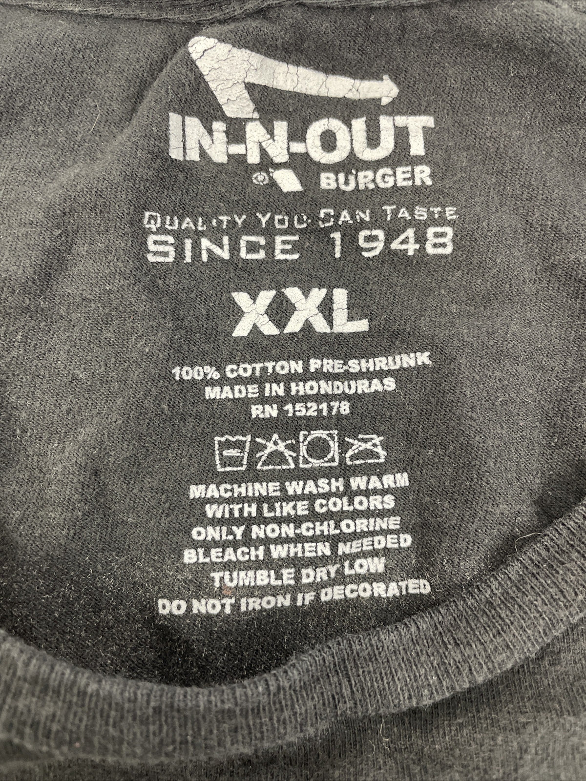 Lot of 2 x Vintage In N Out Burger California Shirt Adult XXL Black Fast Food
