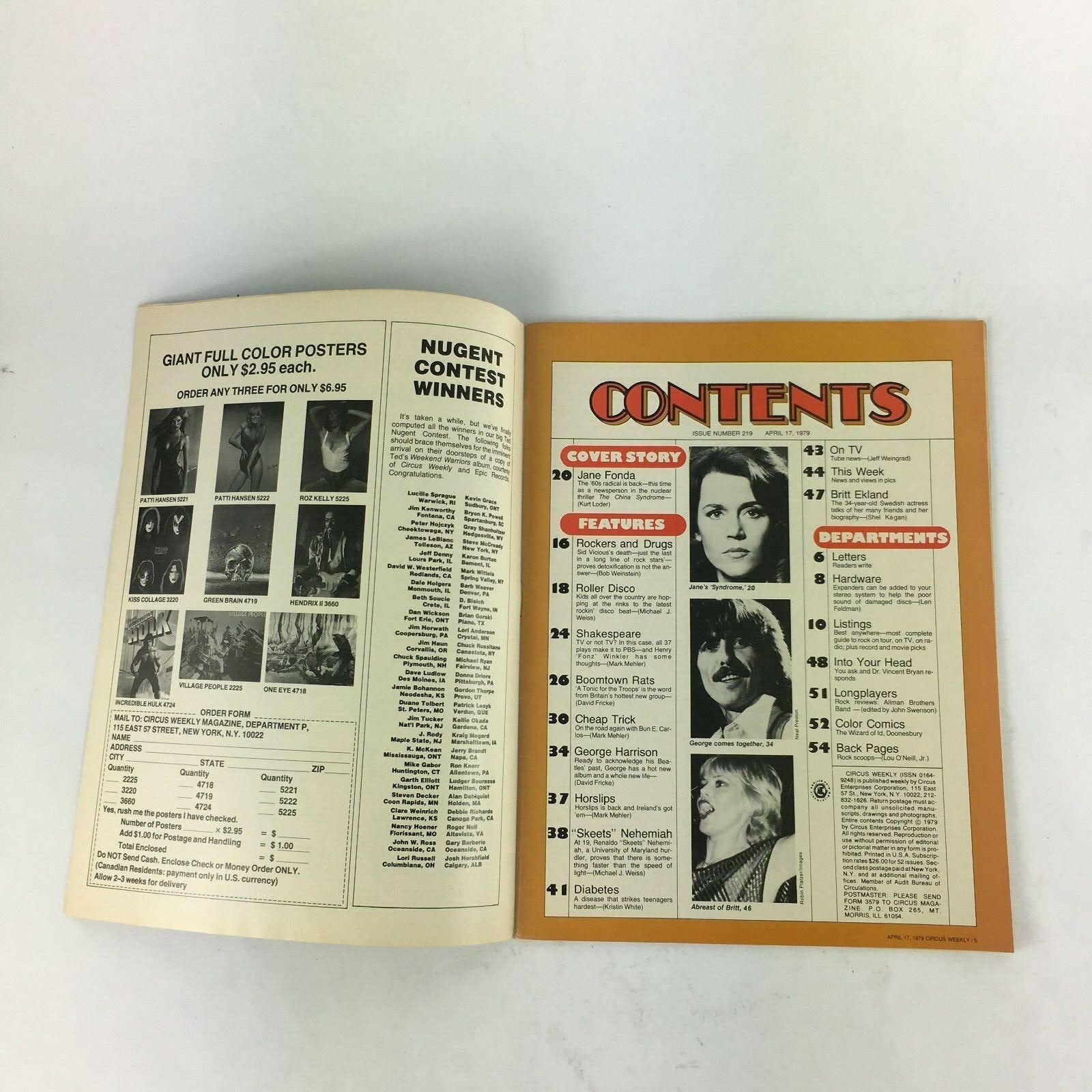April 17,1979 Circus Magazine The Fonda Syndrome Britt Ekland Cheap Trick 