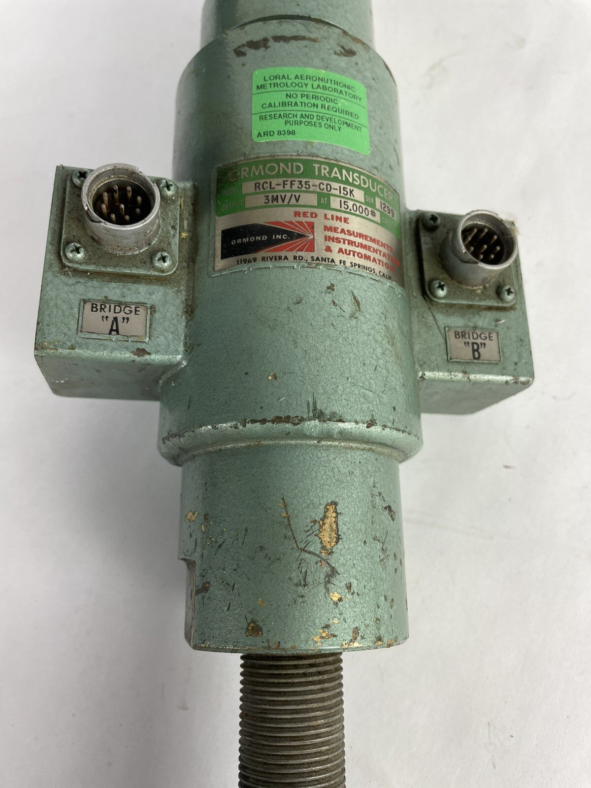 Ormond RCL-FF35-CD-15K Load Cell Transducer 100lb 3mv/v - 30 Day Wty
