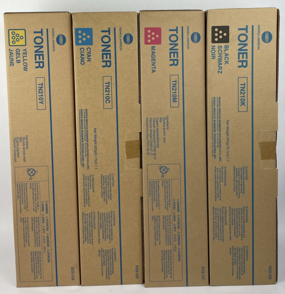 4 New Sealed Genuine Konica Minolta TN210C TN210Y TN210M TN210K Toner Cartridge