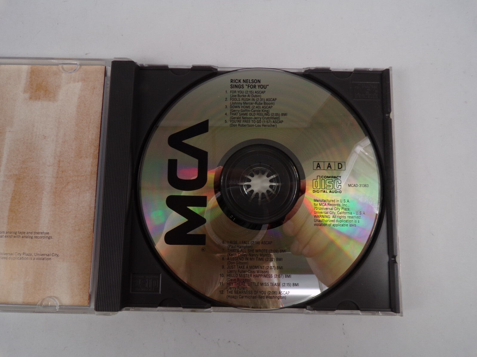Rick Nelson Sings For You Fools Rush In Down Home I Rise I Fall CD#38